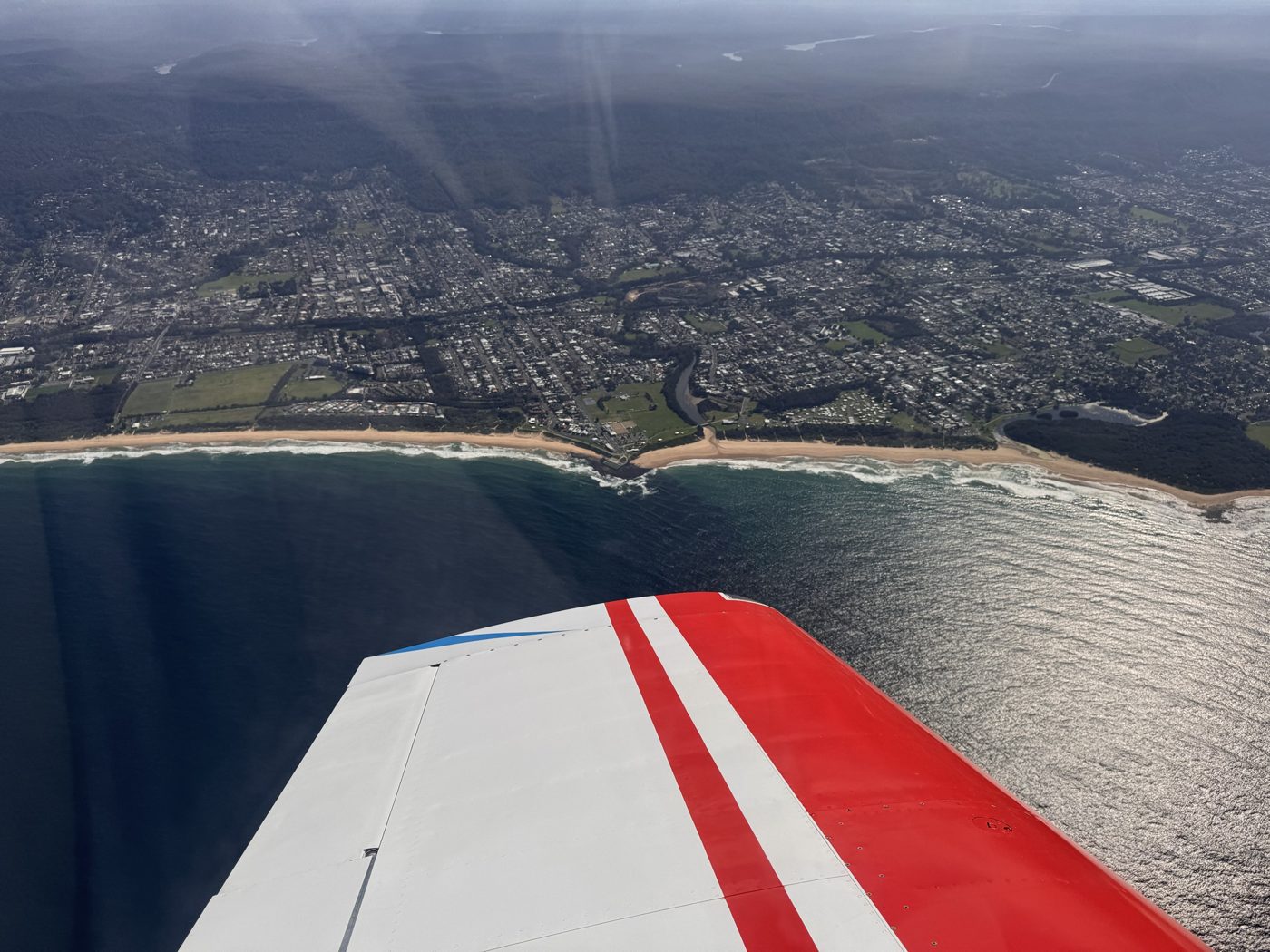View over the RV-6 wing of the coastline