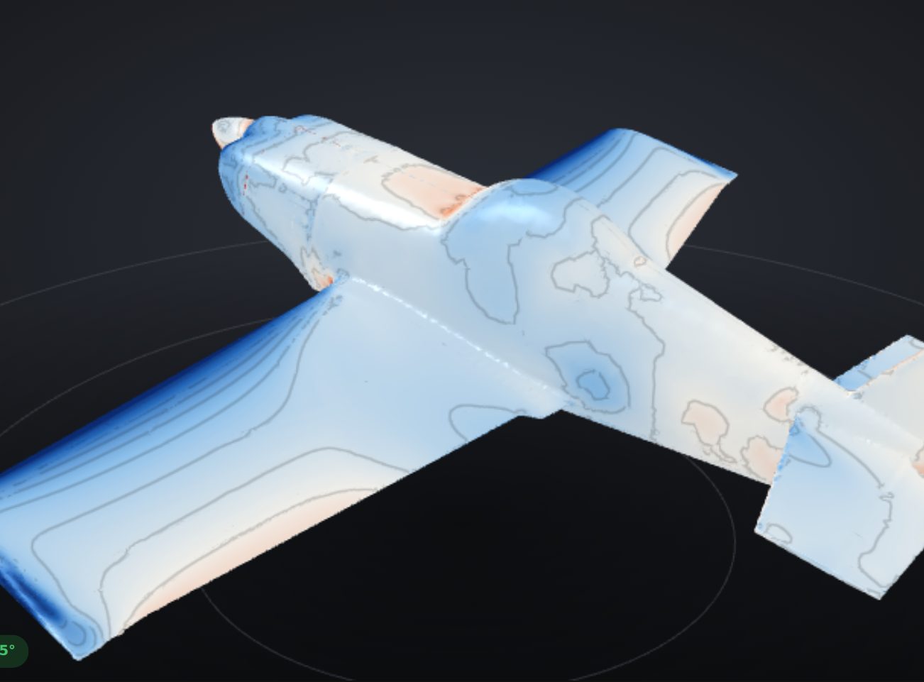 Surface pressure on the DR-107 wing and fuselage at 15 degrees angle of attack